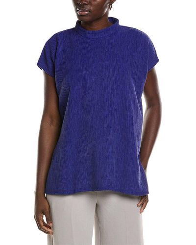 Eileen Fisher Mock Neck Square Top - Blue