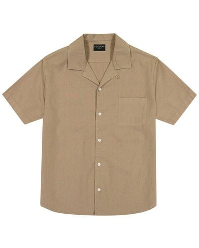 Goodlife Clothing Camp Collar Linen-Blend Shirt - Natural