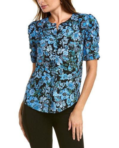 Tahari Floral Blouse - Blue