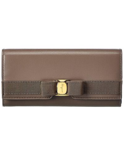 Ferragamo Vara Bow Leather Continental Wallet - Gray