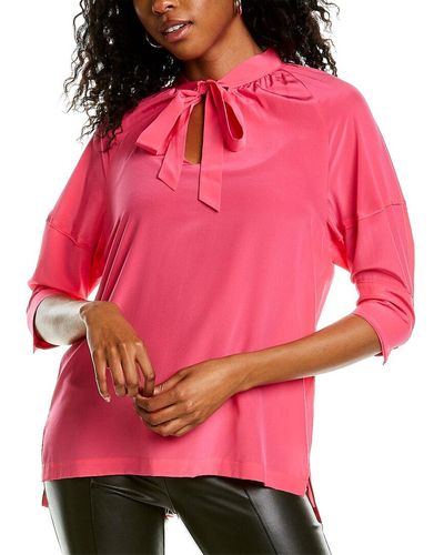 Diane von Furstenberg Long Sleeve Silk Top - Pink