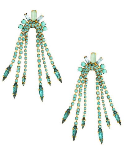 Elizabeth Cole 24k Plated Chandelier Earrings - Blue