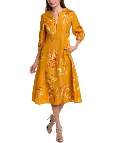 Lafayette 148 New York Leona Silk & Linen-blend Dress - Yellow