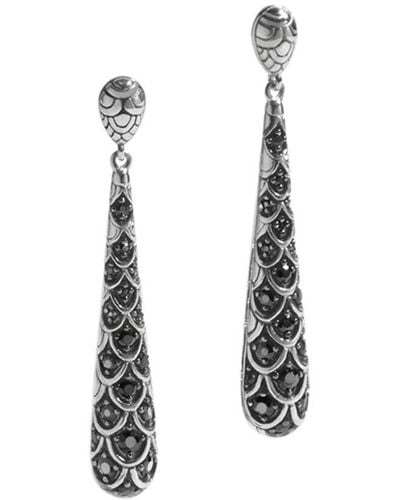 John Hardy Naga Silver Black Sapphire Lava Earrings - White