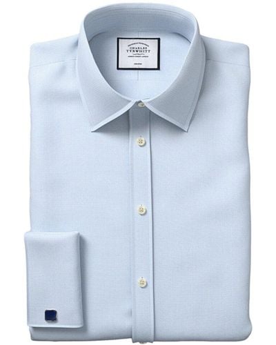 Charles Tyrwhitt Non-Iron Mini Herringbone Shirt - Blue