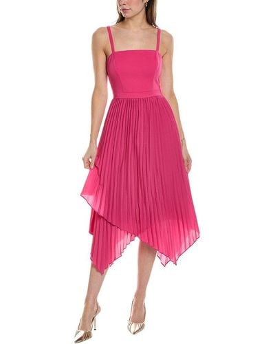 Aidan Mattox Asymmetric Midi Dress - Pink