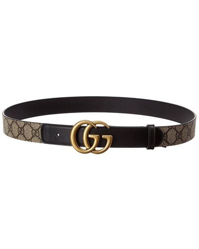 Gucci GG Supreme Canvas & Leather Belt - Black