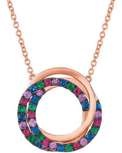 Le Vian Le Vian 14k Rose Gold 1.24 Ct. Tw. Gemstone Pendant Necklace - Multicolor