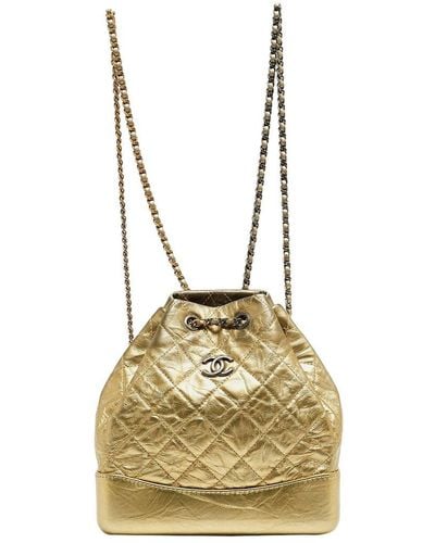 Chanel Quilted Leather Small Gabrielle Backpack (Authentic Pre-Owned) - Metallic