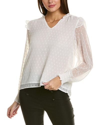 Laundry by Shelli Segal Ruffle Sleeve Top - White