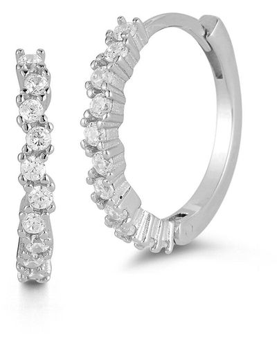 Glaze Jewelry Silver Cz Huggie Earrings - White