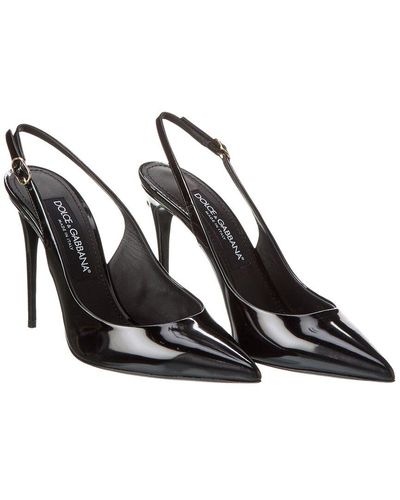 Dolce & Gabbana Logo Patent Slingback Pump (Authentic Pre-Owned) - Black
