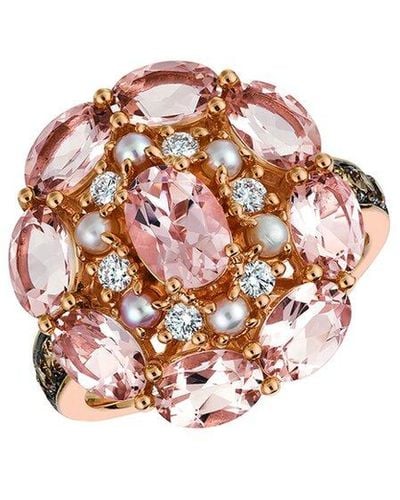 Le Vian ® 14k 3.51 Ct. Tw. Diamond & Peach Morganitetm 2.5mm Pearl Cocktail Ring - Multicolour