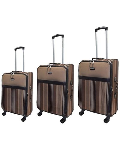 Adrienne Vittadini Horizontal Striped Collection 3pc Luggage Set - White