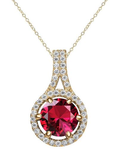 Genevive Jewelry 14k Plated Pendant Necklace - Red