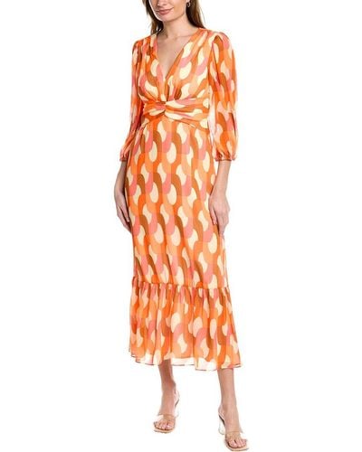 Donna Morgan Chiffon Midi Dress - Orange