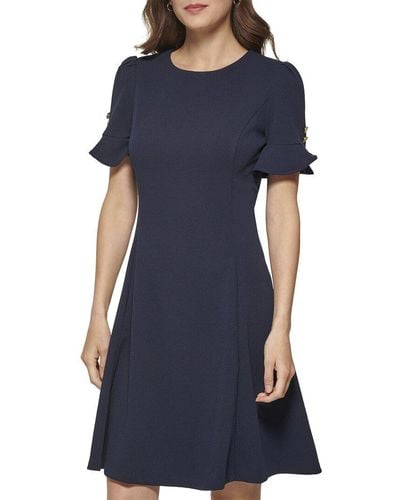 DKNY Flounce Sleeve Dress - Blue