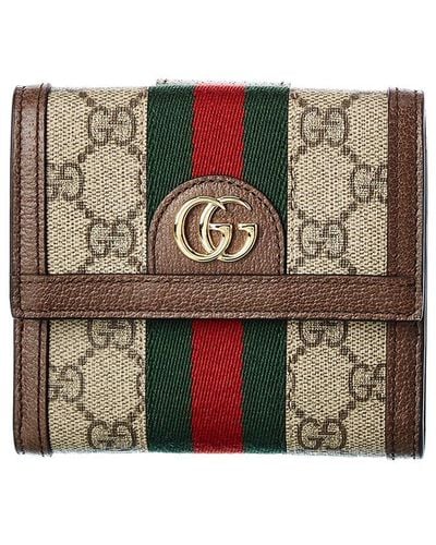 Gucci Ophidia GG Supreme Canvas & Leather French Wallet - Brown