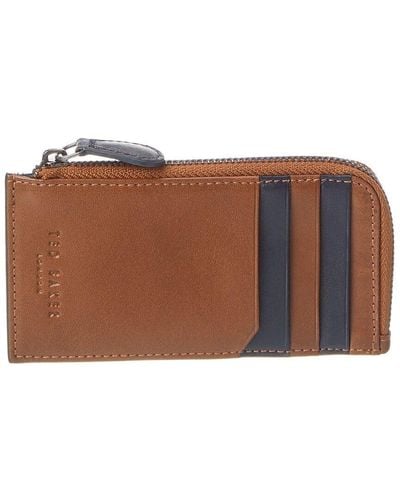 Ted Baker Nanns Contrast Detail Leather Zip Around Card Case - Brown