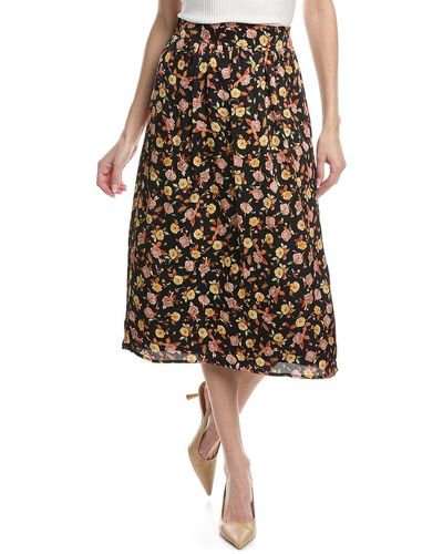 Tahari Floral Midi Skirt - Natural