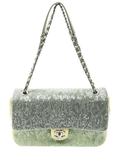 Chanel Limited Edition Sequin Leather Jumbo Single Flap Bag (Authentic Pre-Owned) - Grey