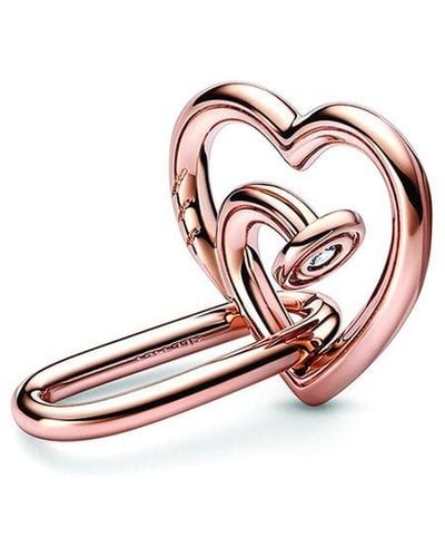 PANDORA Me 14k Rose Gold Plated Cz Nailed Heart Charm - Pink
