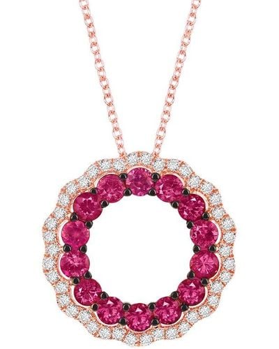 Le Vian Le Vian 14k Strawberry Gold 1.38 Ct. Tw. Diamond & Ruby Pendant Necklace - Pink