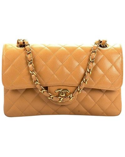 Chanel Quilted Leather Double Flap Shoulder Bag (Authentic Pre-Owned) - Brown