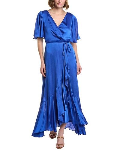 Taylor Satin Crinkle Crepe Maxi Dress - Blue