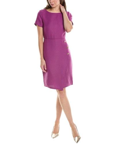 Tahari Boucle Sheath Dress - Purple