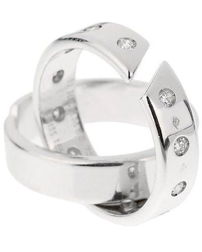 Hermès 18K 0.40 Ct. Tw. Diamond Double Band Cocktail Ring (Authentic Pre- Owned) - White