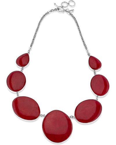 Samuel B. Silver Coral Byzantine Chain Necklace - Red
