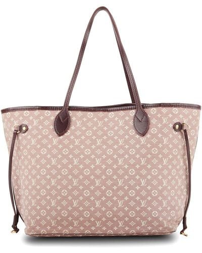 Louis Vuitton Monogram Mini Lin Canvas Neverfull Mm (Authentic Pre-Owned) - Pink