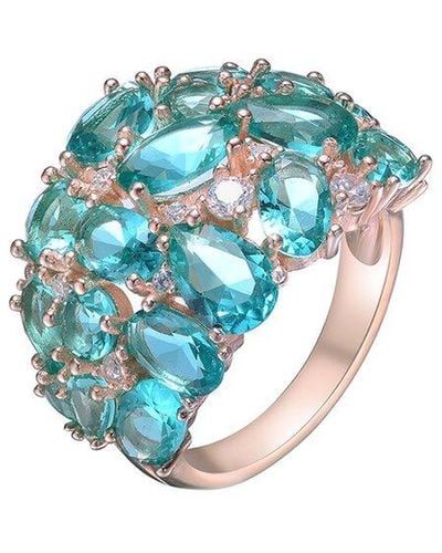 Genevive Jewelry 14K Rose Vermeil Ring - Blue