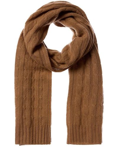 Qi Cashmere Cable Stitch Cashmere Scarf - Brown