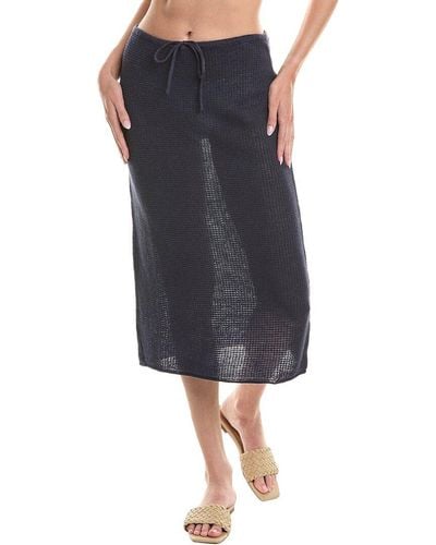 Onia Linen Knit Low Rise Midi Skirt - Blue