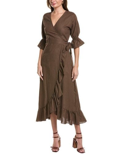 Sole Tatiana Linen-blend Wrap Dress - Brown