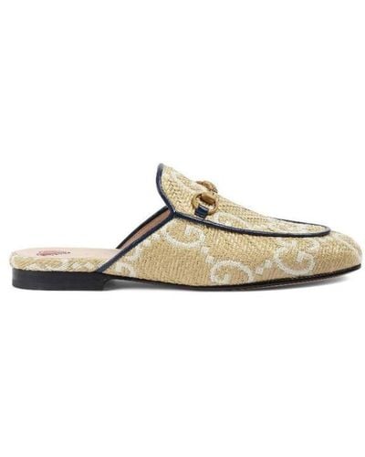 Gucci Beige GG Princetown Loafers - Natural