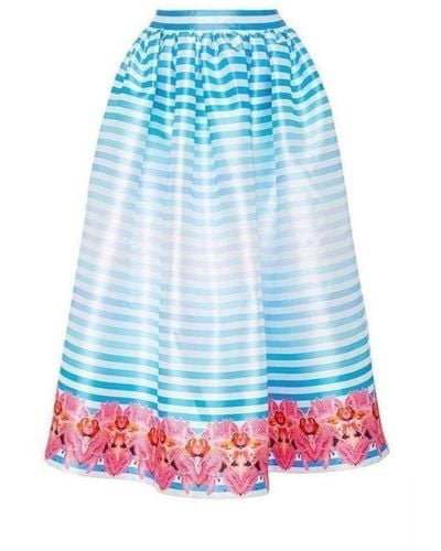 Manish Arora Pleated Print A-line Skirt - Blue