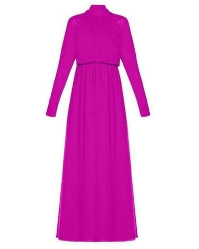 BCBGMAXAZRIA Darci Tie-neck Silk Gown - Pink