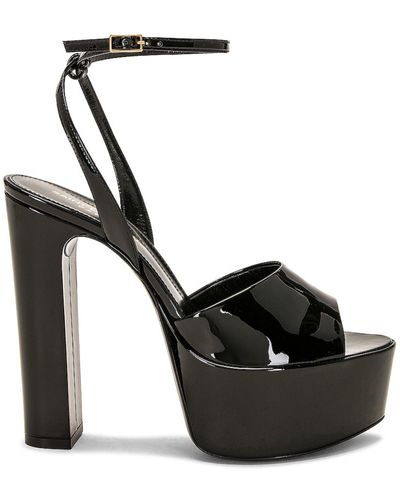 Saint Laurent Sexy 95 Patent Platform Sandal - Black