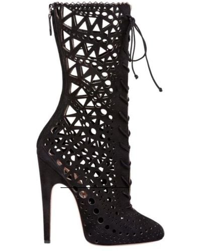 Alaïa Mid Calf Stiletto Boots - Black