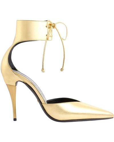 Gucci Priscilla Glossed-leather Court Shoes In Gold - Metallic