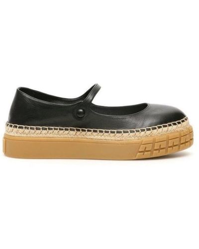 Prada Platform Mary Janes Leather Shoes - Black