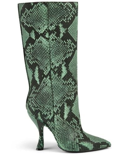Dries Van Noten Snakeskin-embossed Leather Knee-high Boots - Green