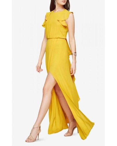 BCBGMAXAZRIA Bcbg Maxazria Angelika Ruffled Dress Wqr61l91-8f5 - Yellow