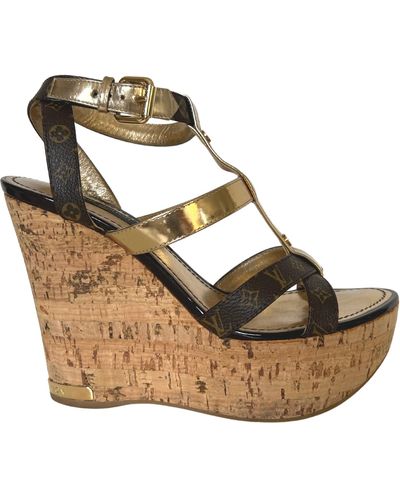 Louis Vuitton Vedette Wedge Sandal in Brown