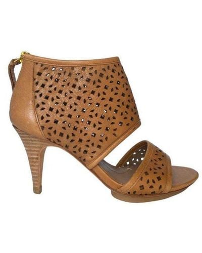 BCBGMAXAZRIA Ma-helena Peep Toe Leather Sandal Shoes - Brown