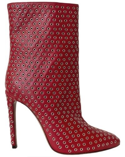 Alaïa Studded Leather Ankle Boots - Red