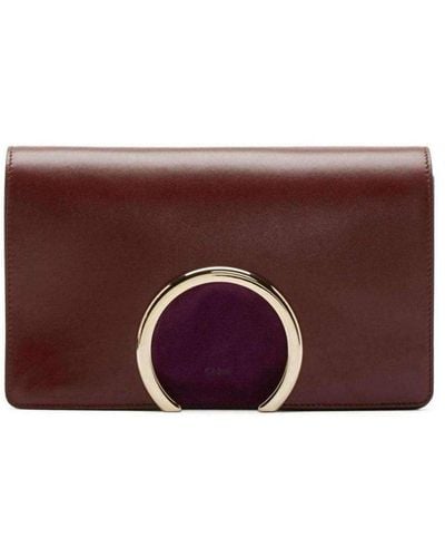 Chloé Gabrielle Burgundy Leather Clutch - Purple